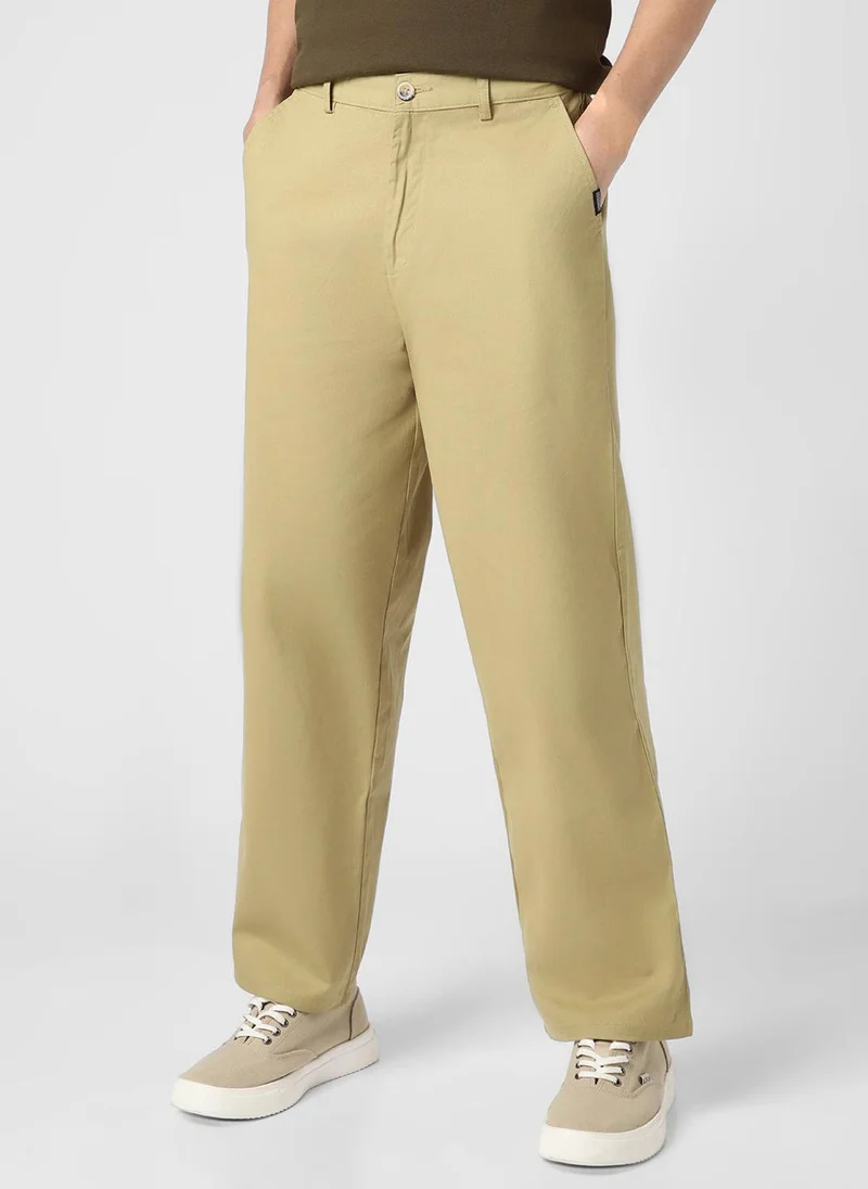 Urbano Fashion  Urbano Fashion Men's Light Olive Loose Baggy Fit Solid Chino Trousers Non-Stretchable for Men | Best Price UAE